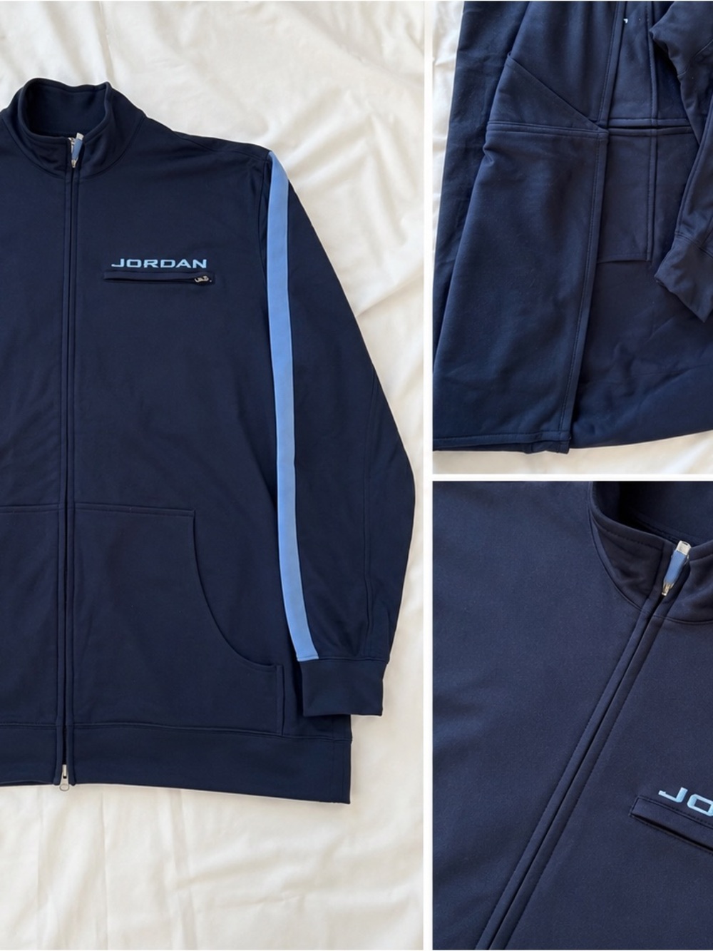 Jordan Navy Track Jacket with Light Blue Sleeve Stripe